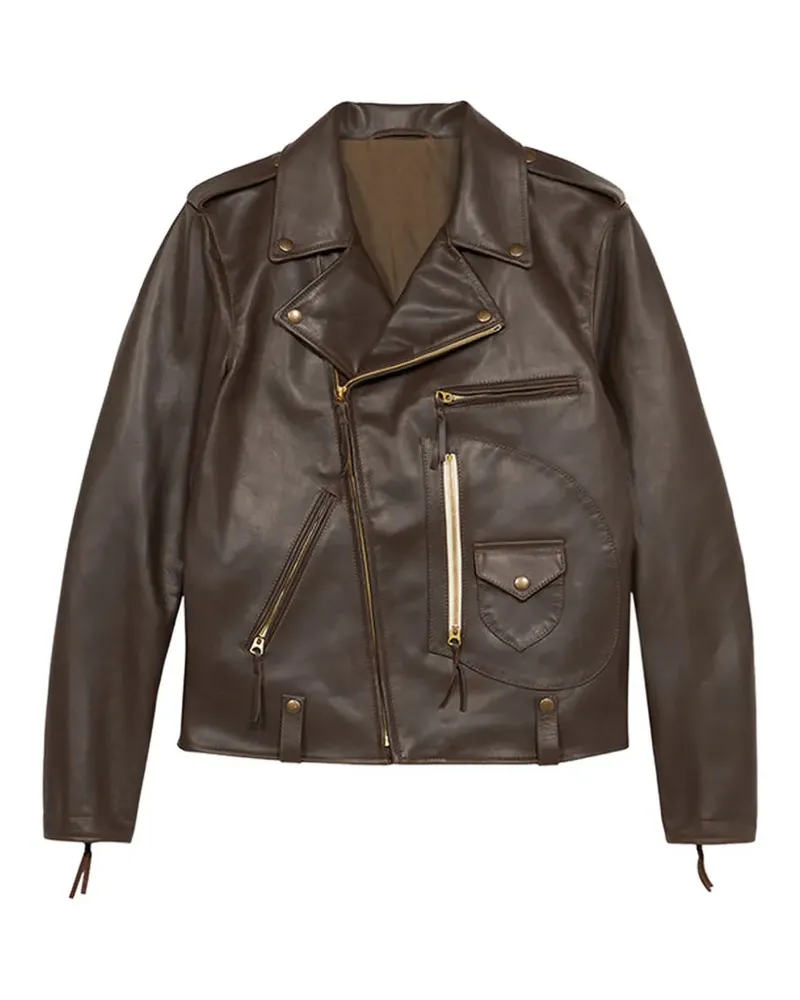 Fortela asymmetrical-zip leather jacket - Braun Braun