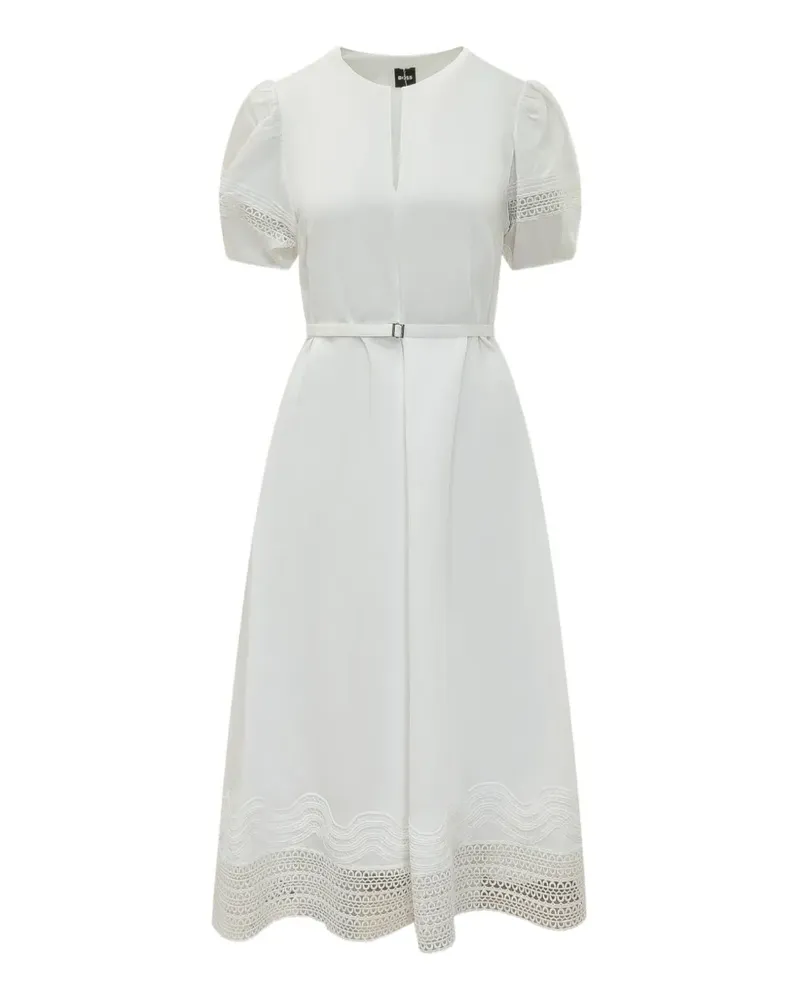HUGO BOSS Doralia Midikleid mit Spitzenbesatz - Weiß Weiß