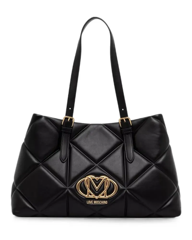 Moschino quilted logo-plaque tote bag - Schwarz Schwarz