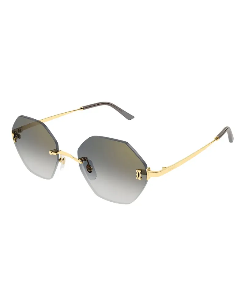 Cartier Rahmenlose Sonnenbrille mit geometrischer Form - Gold Gold