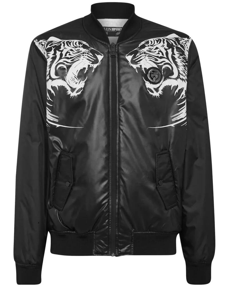 Philipp Plein Bomberjacke mit Logo-Patch - Schwarz Schwarz
