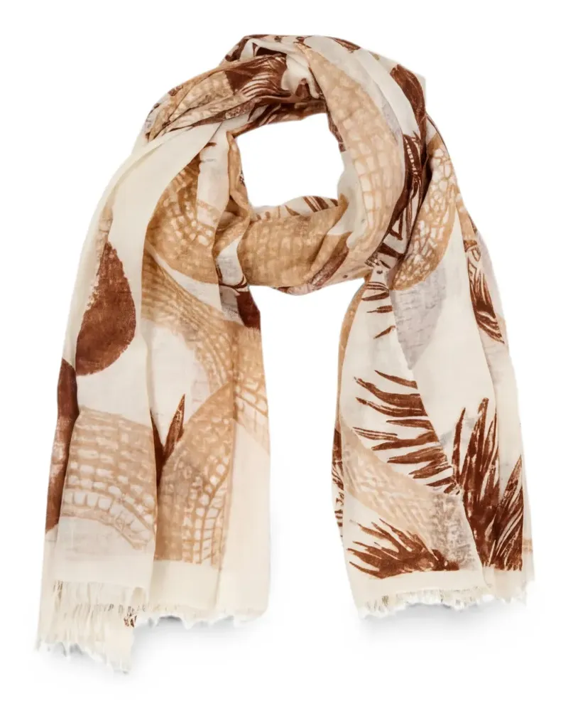Friendly Hunting graphic-print frayed scarf - Weiß Weiß