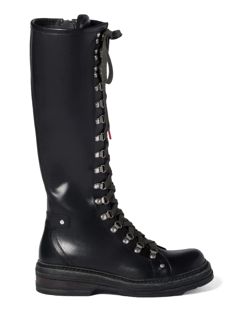 Miu Miu Stiefel aus Leder - Schwarz Schwarz