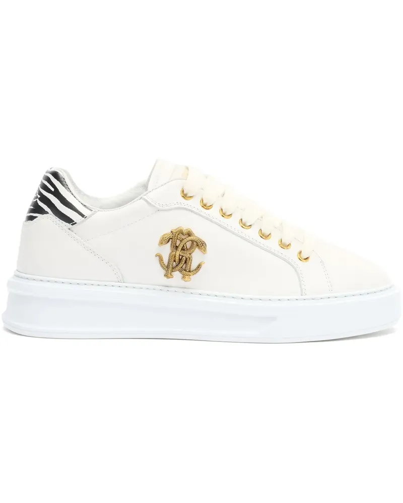 Roberto Cavalli Sneakers mit Logo-Schild - Weiß Weiß