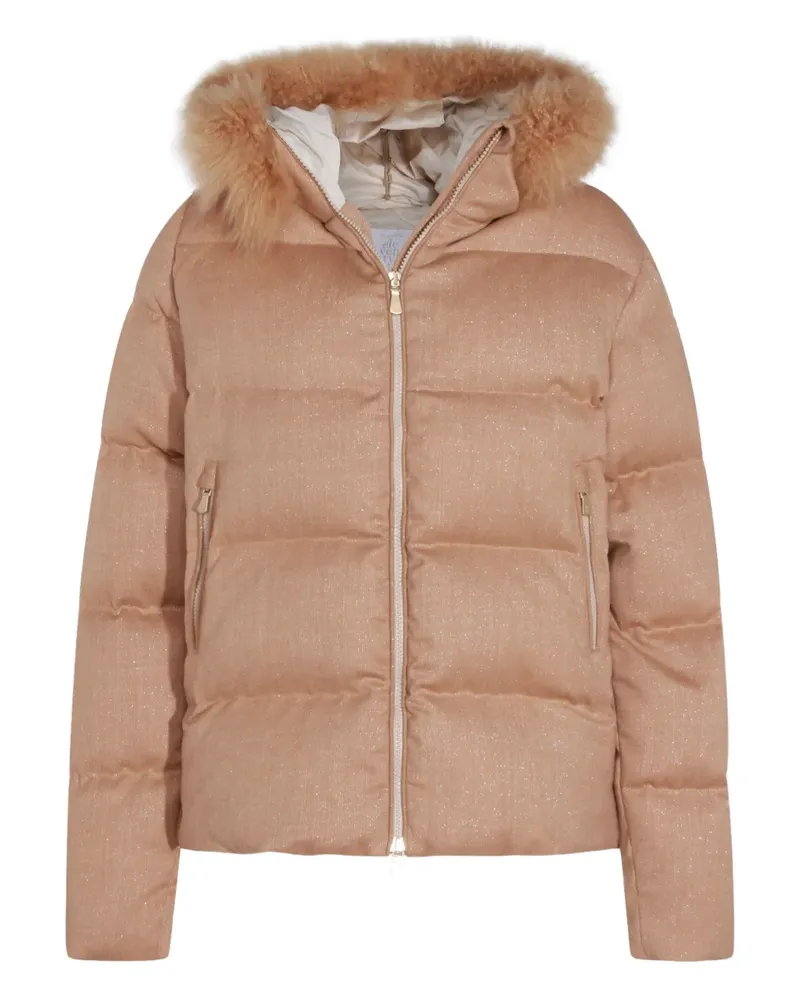 Eleventy fur-trim hooded coat - Nude Nude