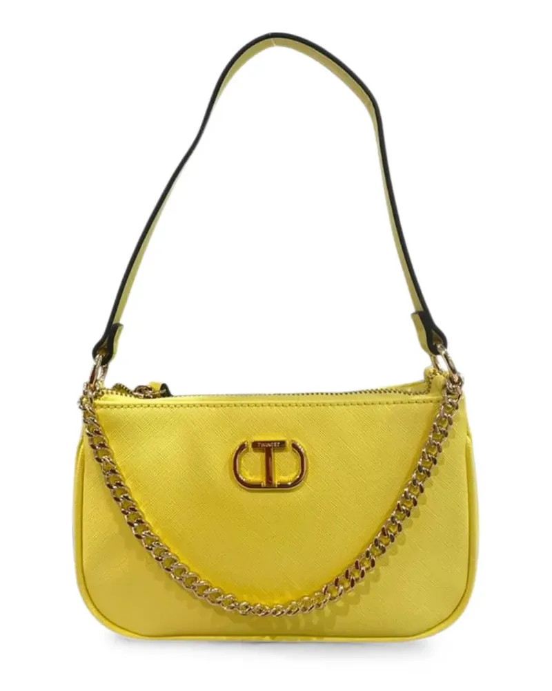 Twin-Set Schultertasche mit Logo-Schild - Gelb Gelb