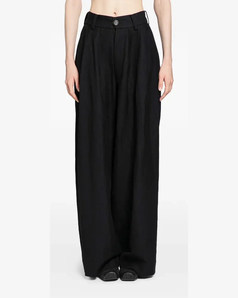 Uma Wang Hose mit gebogenem Bein - Schwarz Schwarz