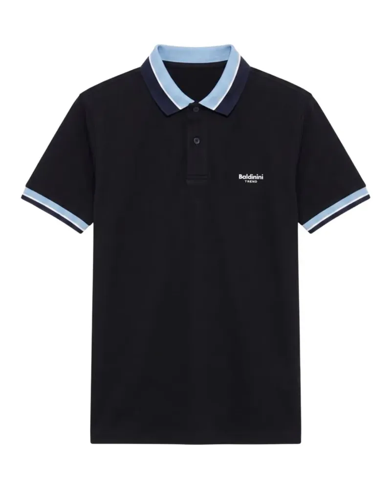 Baldinini logo-print tipped polo shirt - Blau Blau