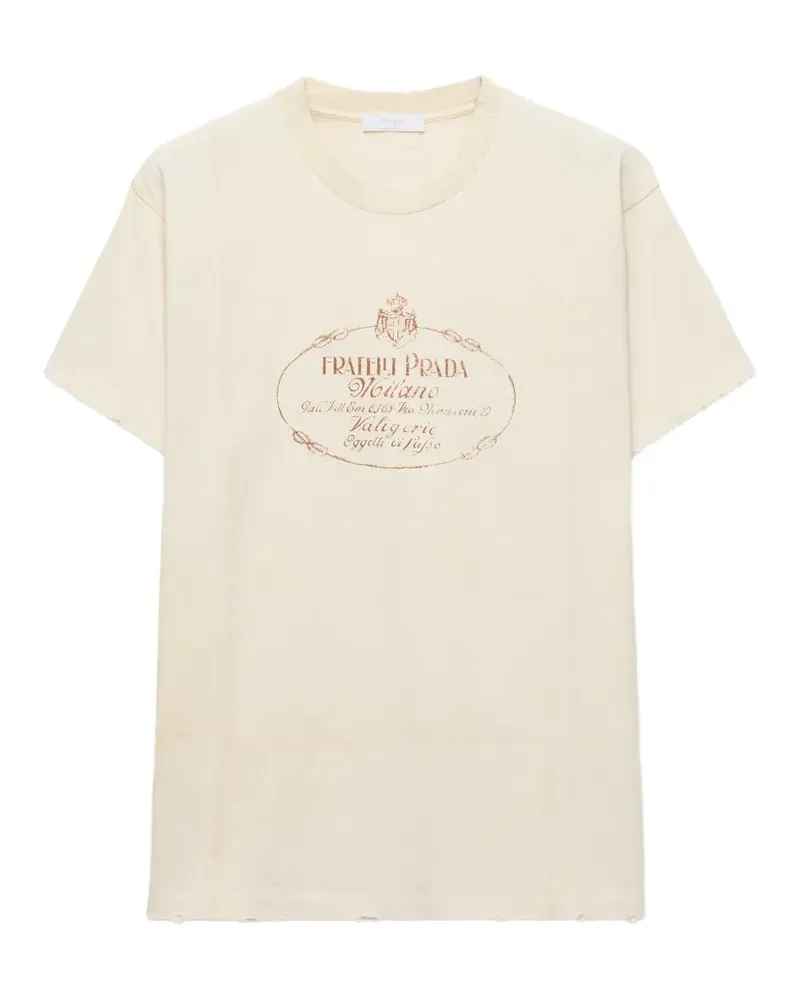 Prada Stückgefärbtes Jersey-T-Shirt - Nude Nude