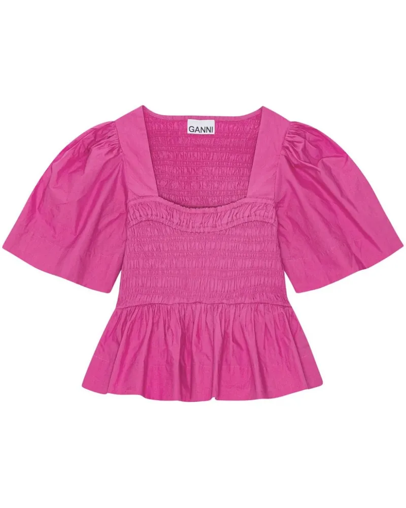 Ganni Bluse aus Bio-Baumwolle - Rosa Rosa