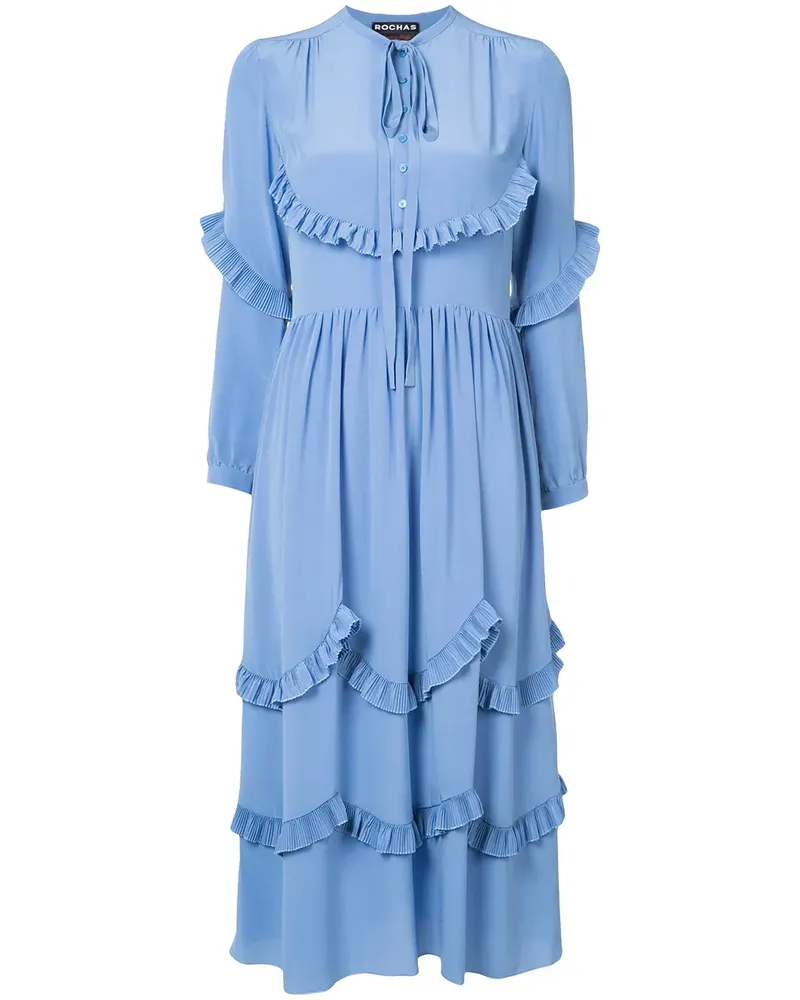 Rochas Seidenkleid mit gerüschten Details - Blau Blau