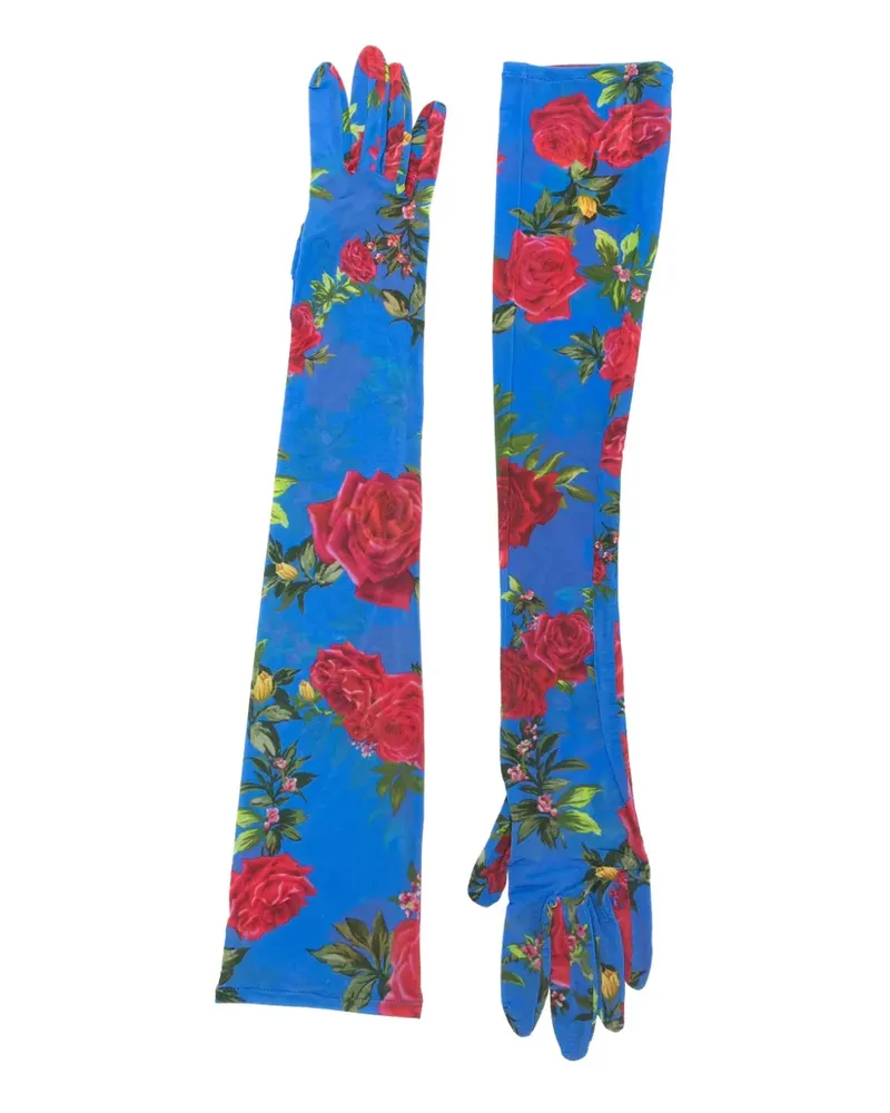 Magda Butrym floral-print gloves - Blau Blau