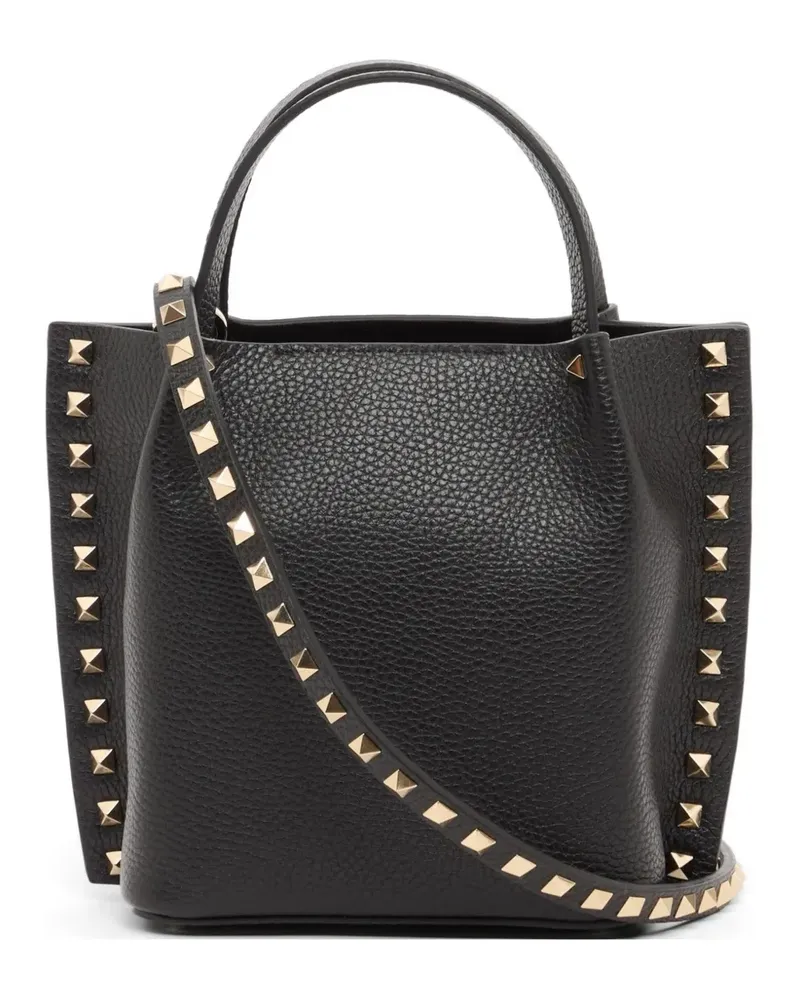 Valentino Garavani Rockstud small shopping bag in grainy calfskin - Schwarz Schwarz