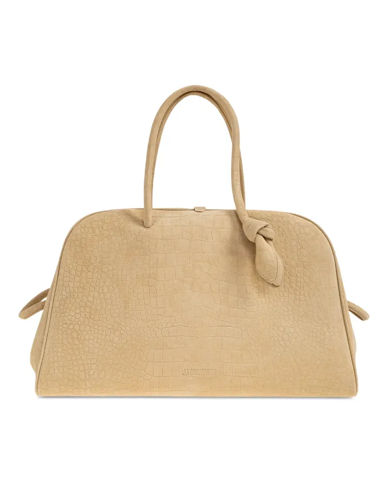 Jacquemus The Large Turismo crocodile-effect tote bag - Nude Nude