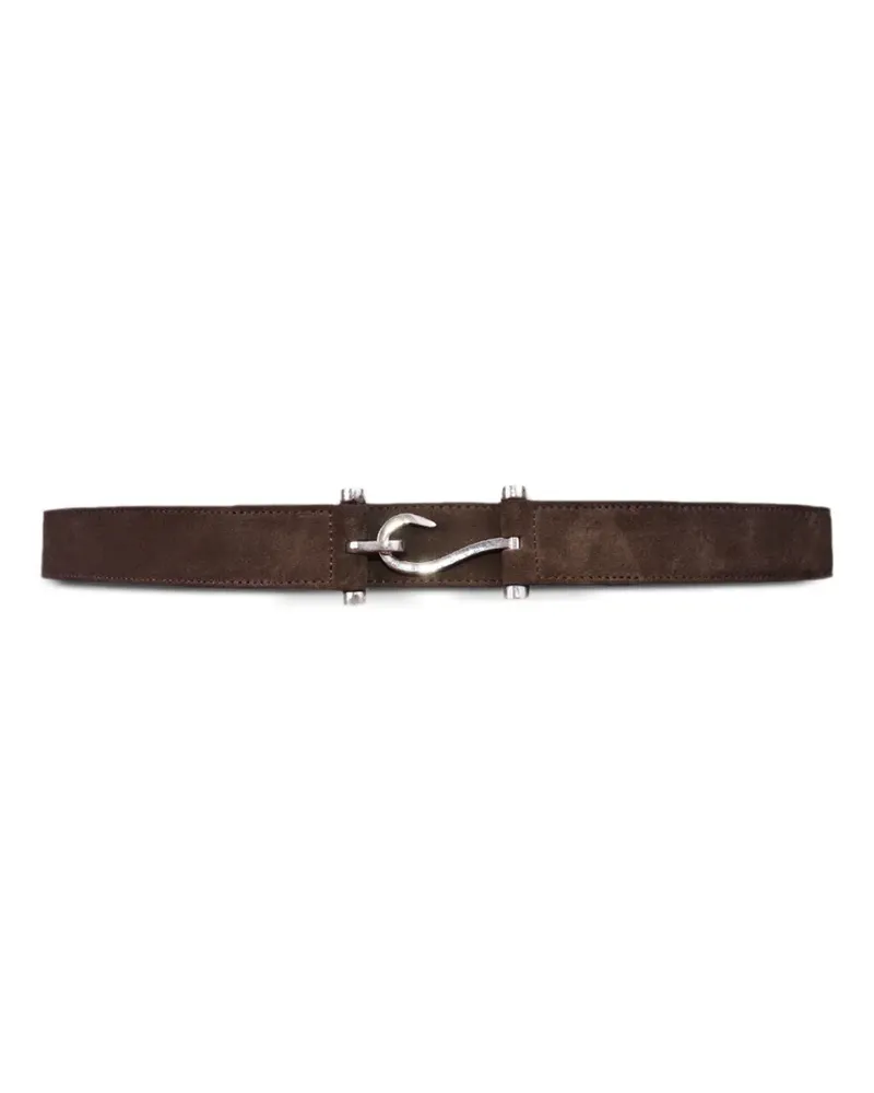 Edhèn Milano hook-buckle suede belt - Braun Braun