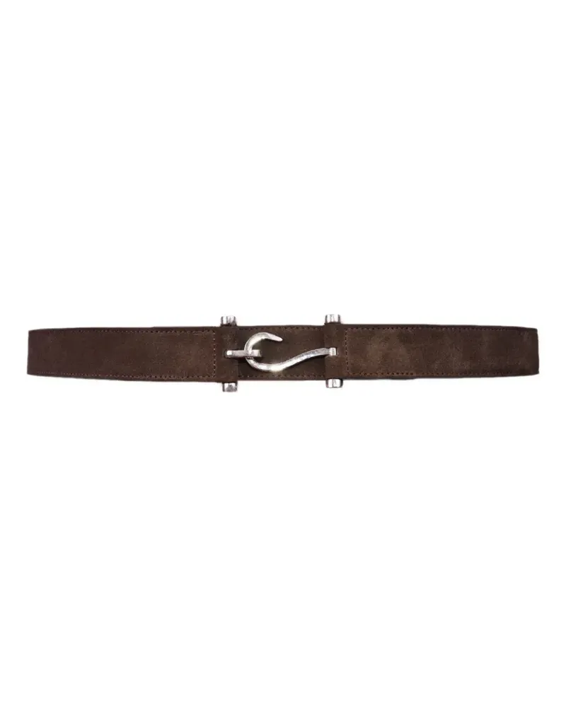 Edhèn Milano hook-buckle suede belt - Braun Braun