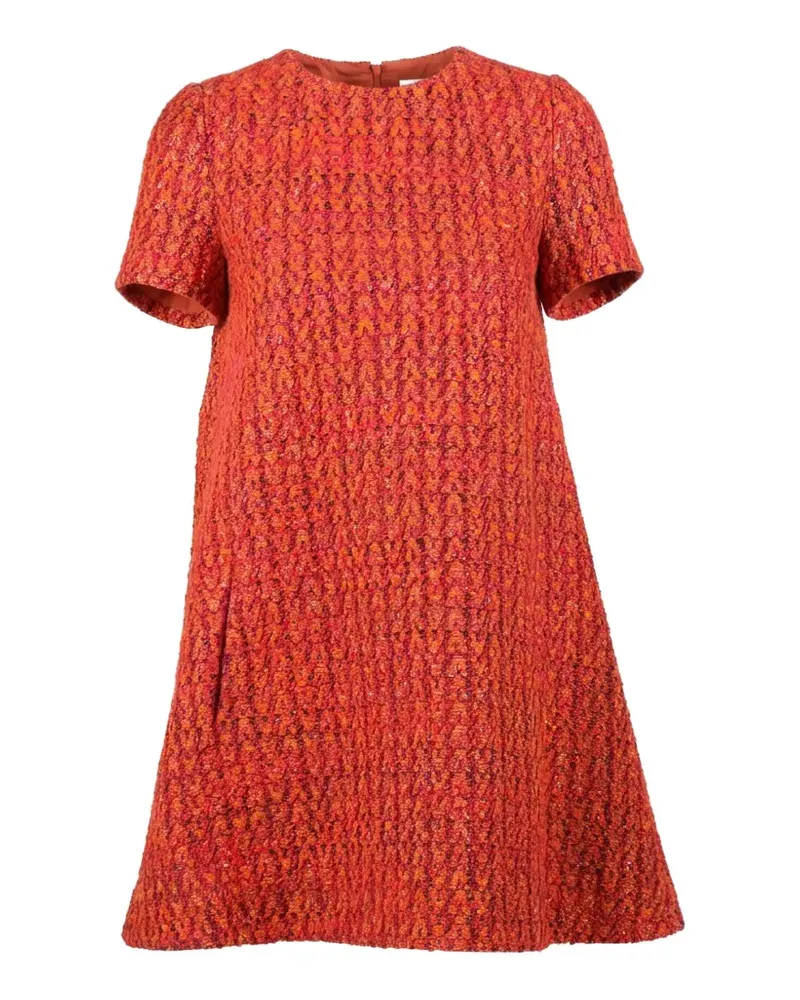 Valentino Garavani short-sleeved textured mini dress - Orange Orange