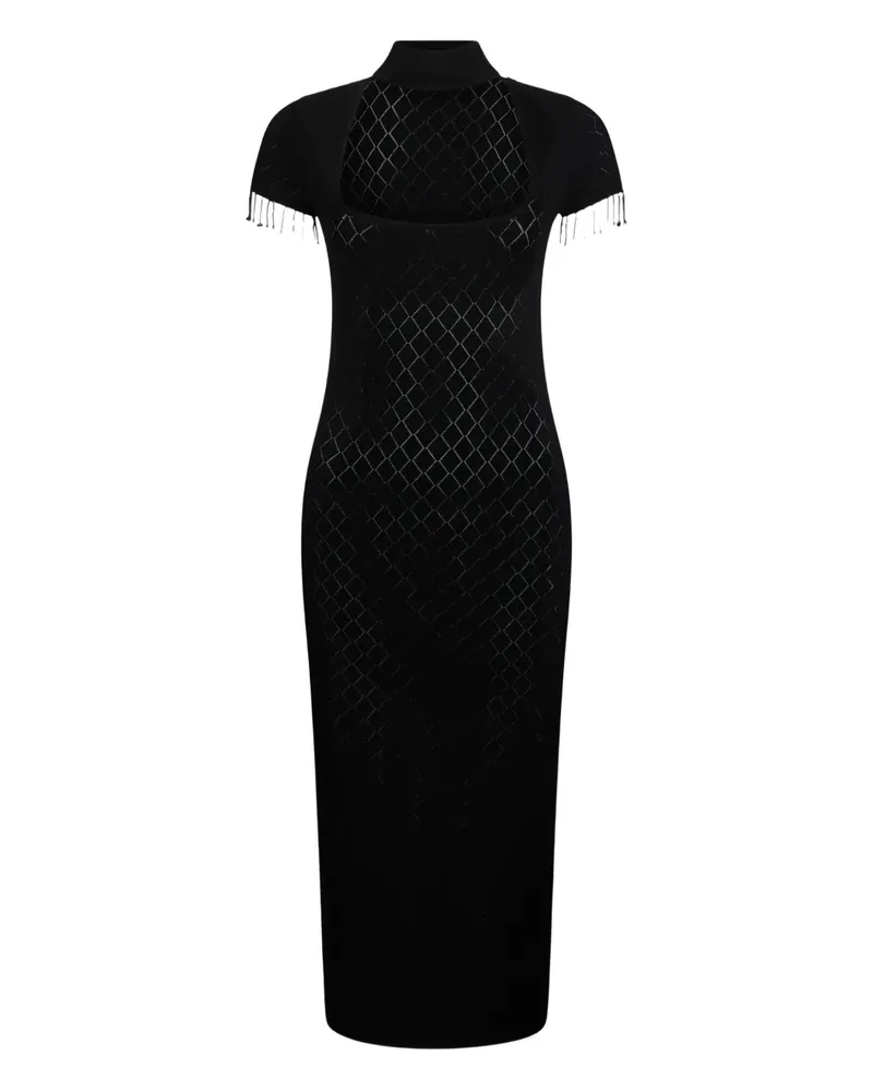 Liu Jo Fransenkleid mit Rautenmuster - Schwarz Schwarz