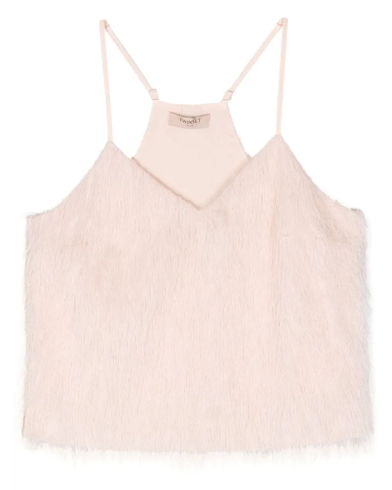Twin-Set Top mit Federn - Rosa Rosa