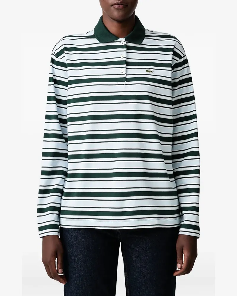 Lacoste oversized striped long-sleeved polo shirt - Grün Grün