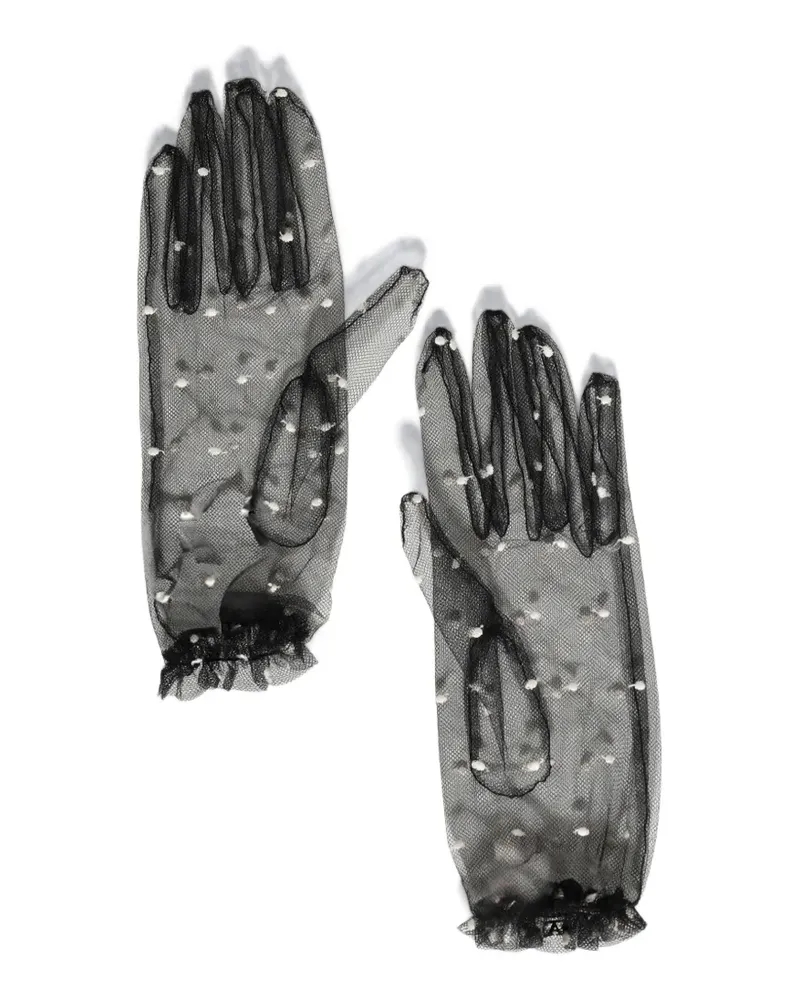 Valentino Garavani polka-dot tulle gloves - Schwarz Schwarz