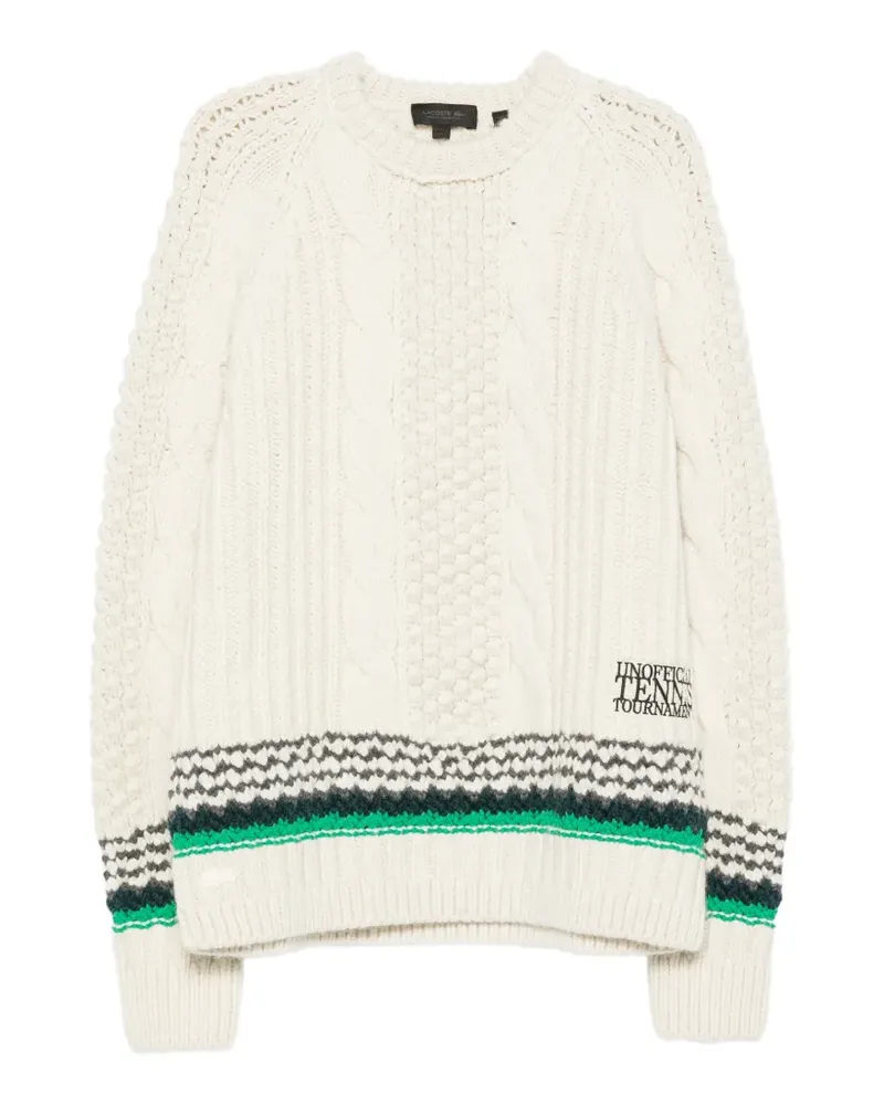 Lacoste cable-knit logo-embroidered sweater - Nude Nude