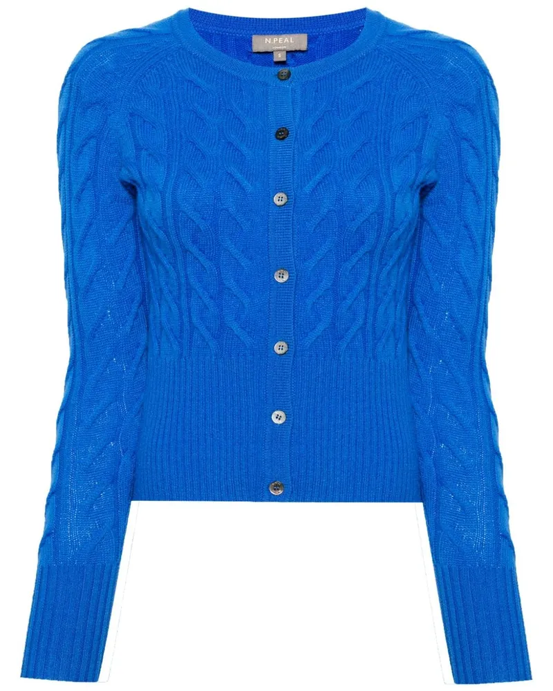 N.Peal Myla Kaschmircardigan mit Zopfmuster - Blau Blau