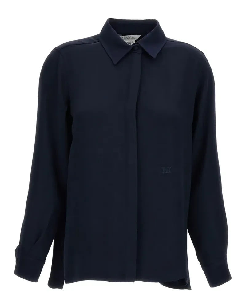 Max Mara Seidenhemd mit Logo-Stickerei - Blau Blau