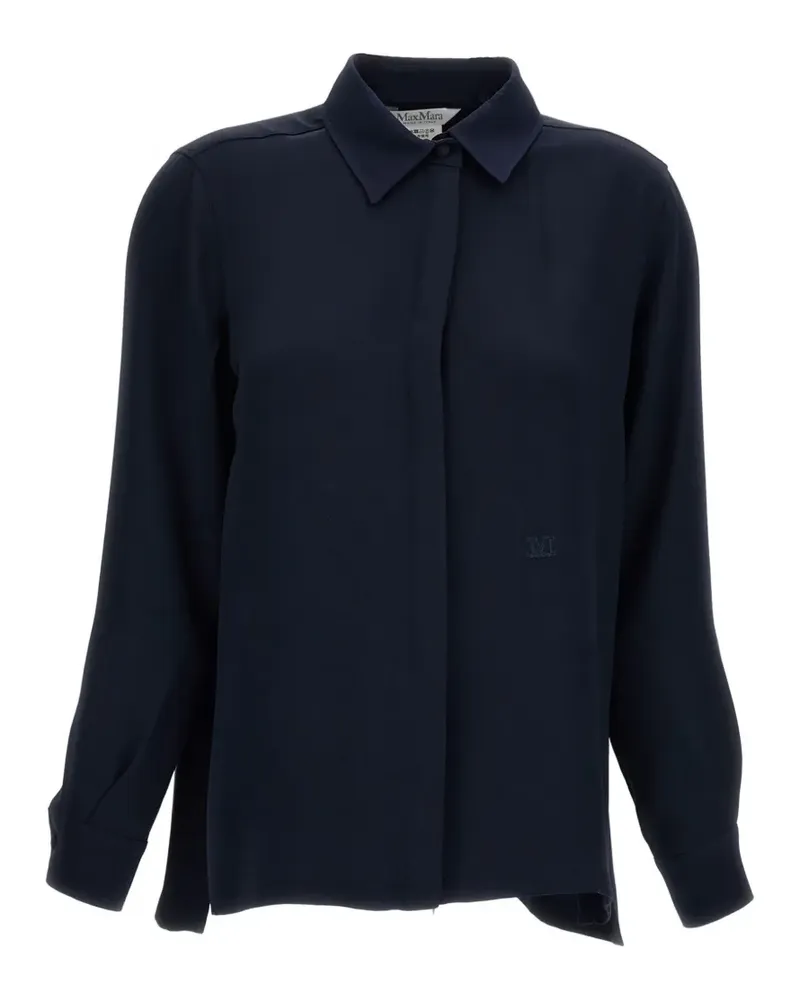 Max Mara embroidered-logo silk shirt - Blau Blau