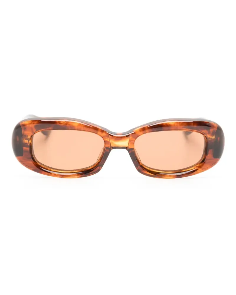 Jacques Marie Mage Ovale Sonnenbrille in Schildpattoptik - Braun Braun