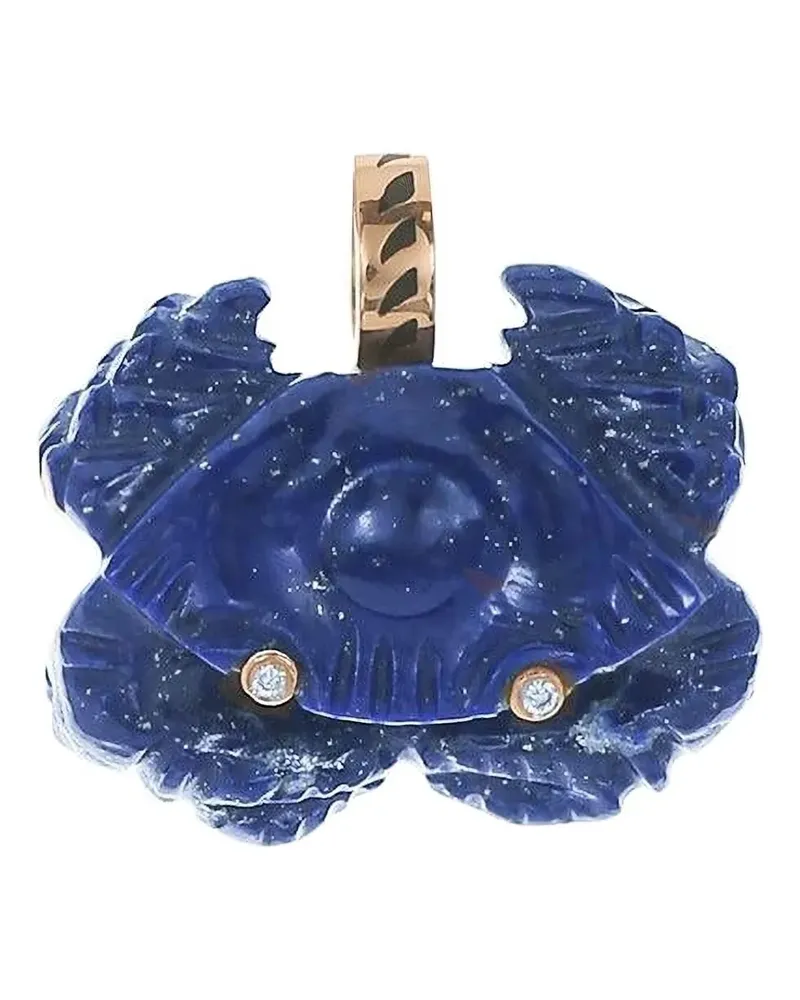 DEZSO 18kt Crab Lapis Lazuli Rotgoldhalskette mit Anhänger - Rosa Rosa