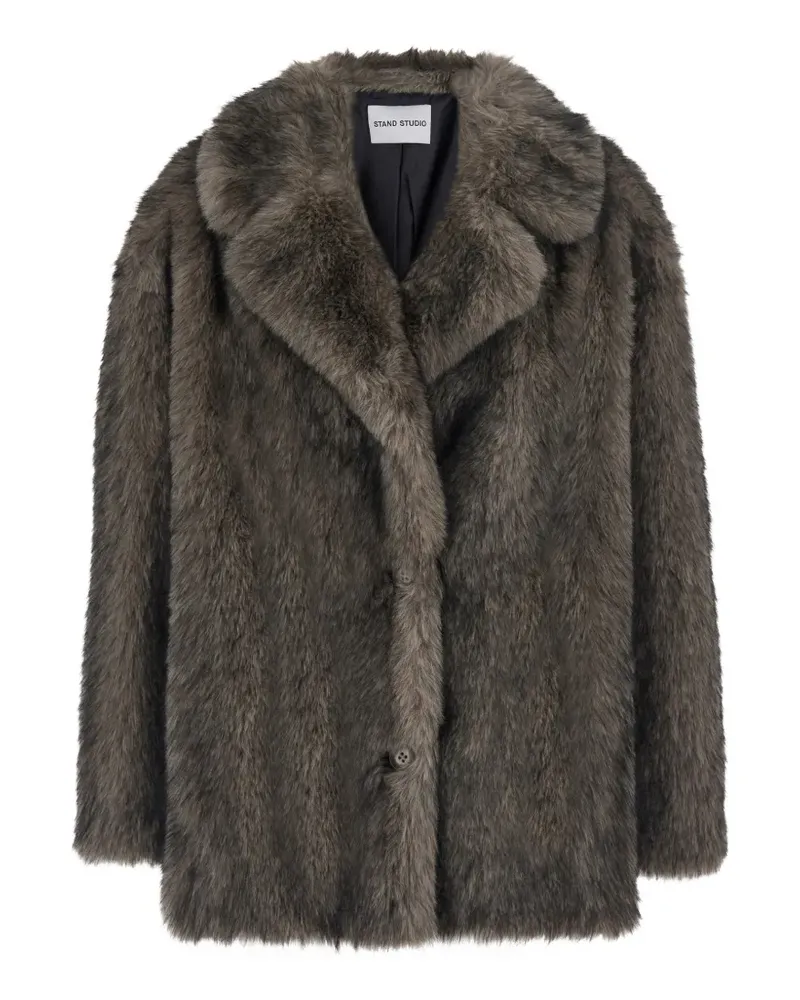 STAND Angelika faux-fur notched-lapels coat - Braun Braun