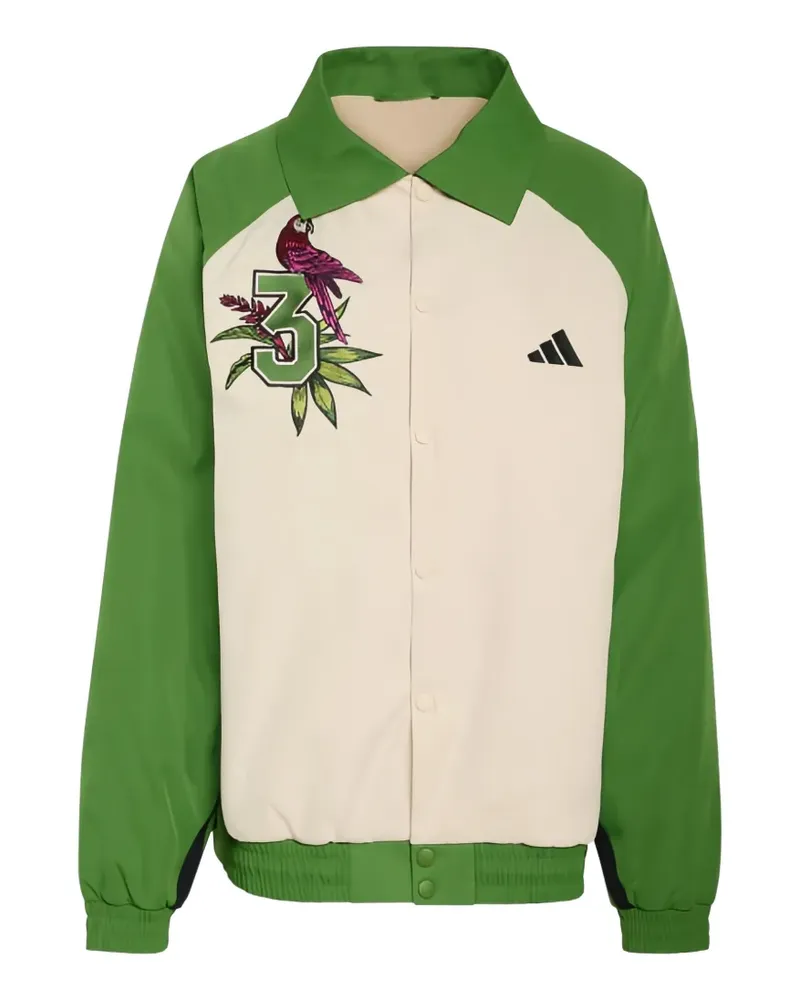 adidas x Farm Rio Colour-Block-Jacke mit Papageienstickerei - Nude Nude