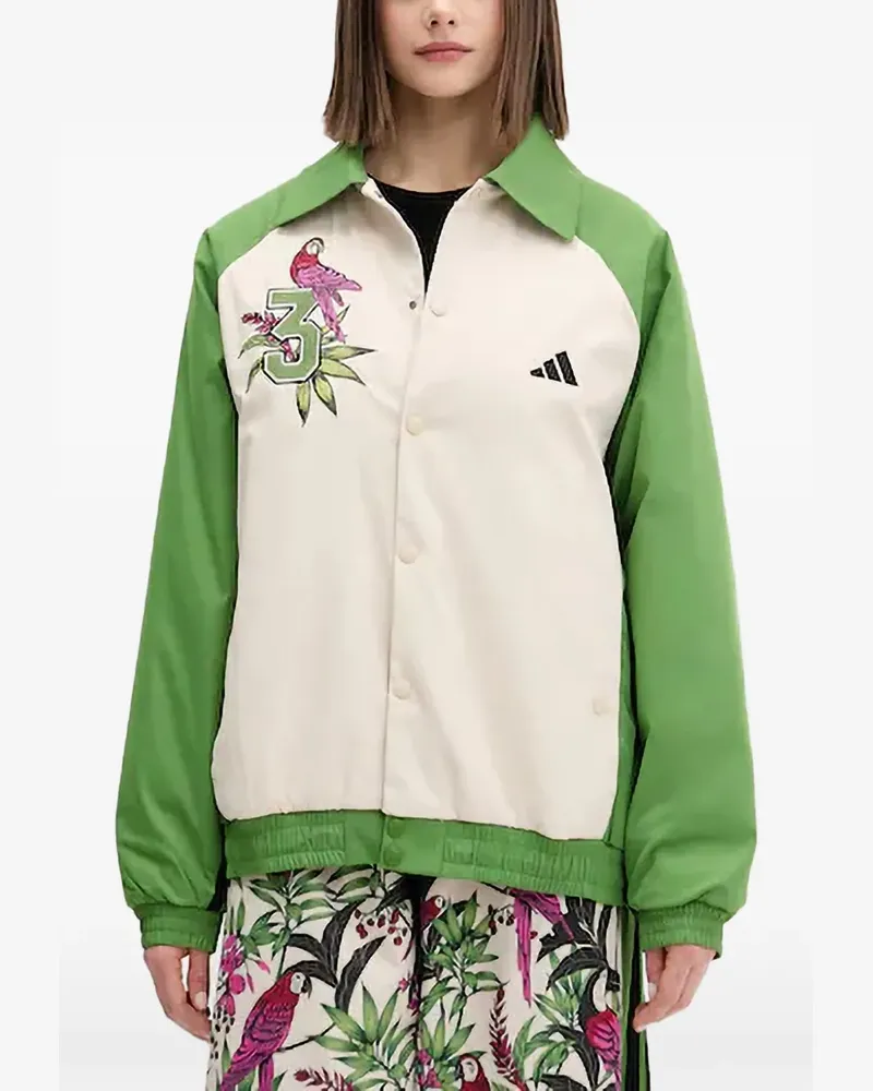 adidas x Farm Rio Colour-Block-Jacke mit Papageienstickerei - Nude Nude