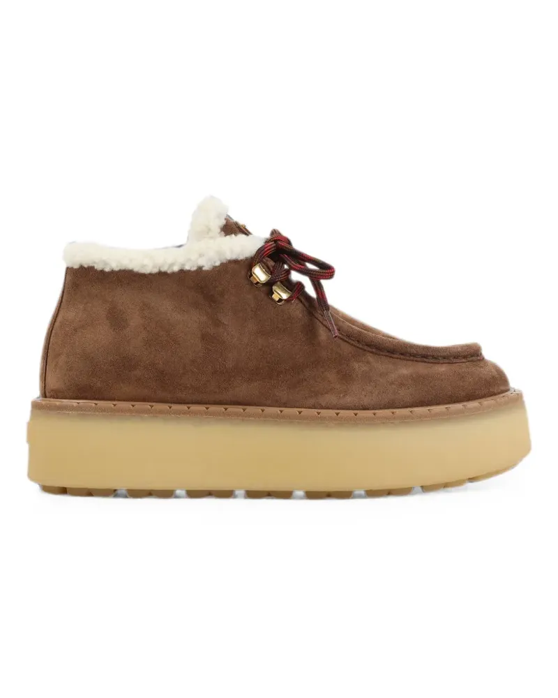 Prada shearling-trim platform lace-up shoes - Braun Braun