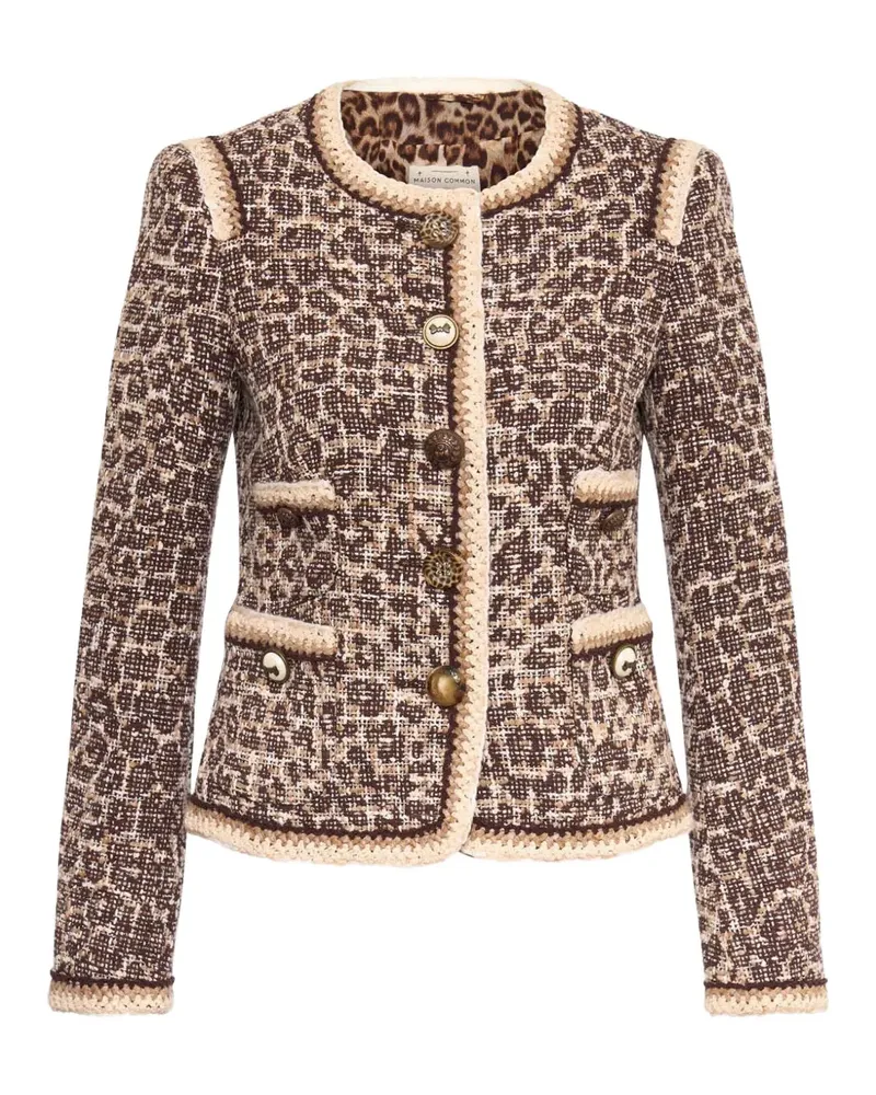 Maison Common Leo animal-print tweed jacket - Braun Braun