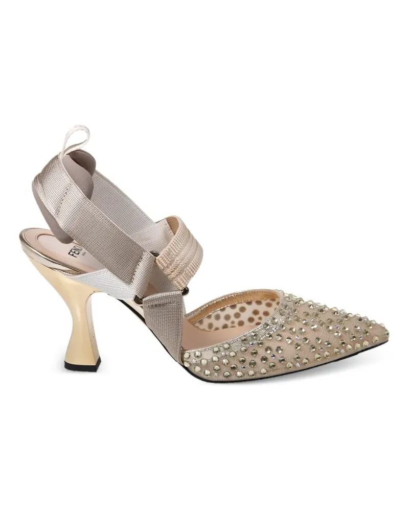 Fendi Colibrì crystal-embellished heeled pumps - Nude Nude
