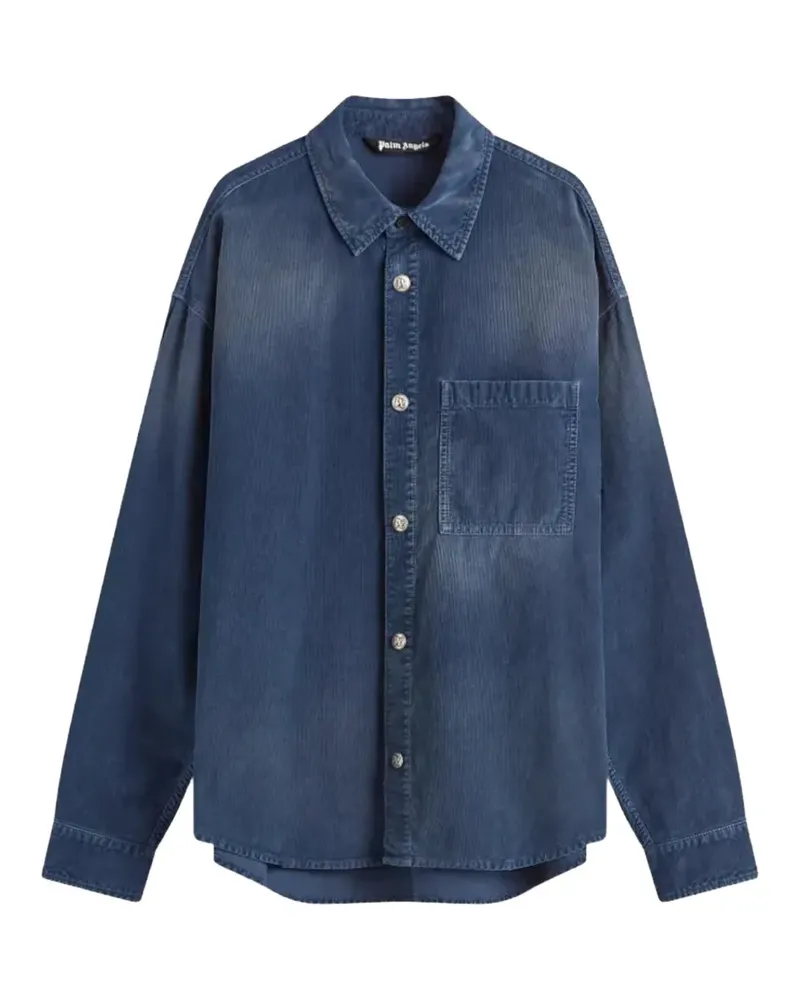 Palm Angels Hemd aus geripptem Velours - Blau Blau