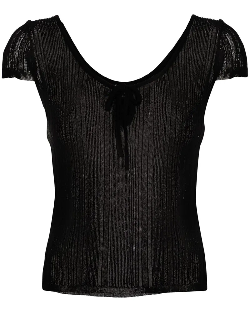 Pinko T-Shirt mit Fransen - Schwarz Schwarz