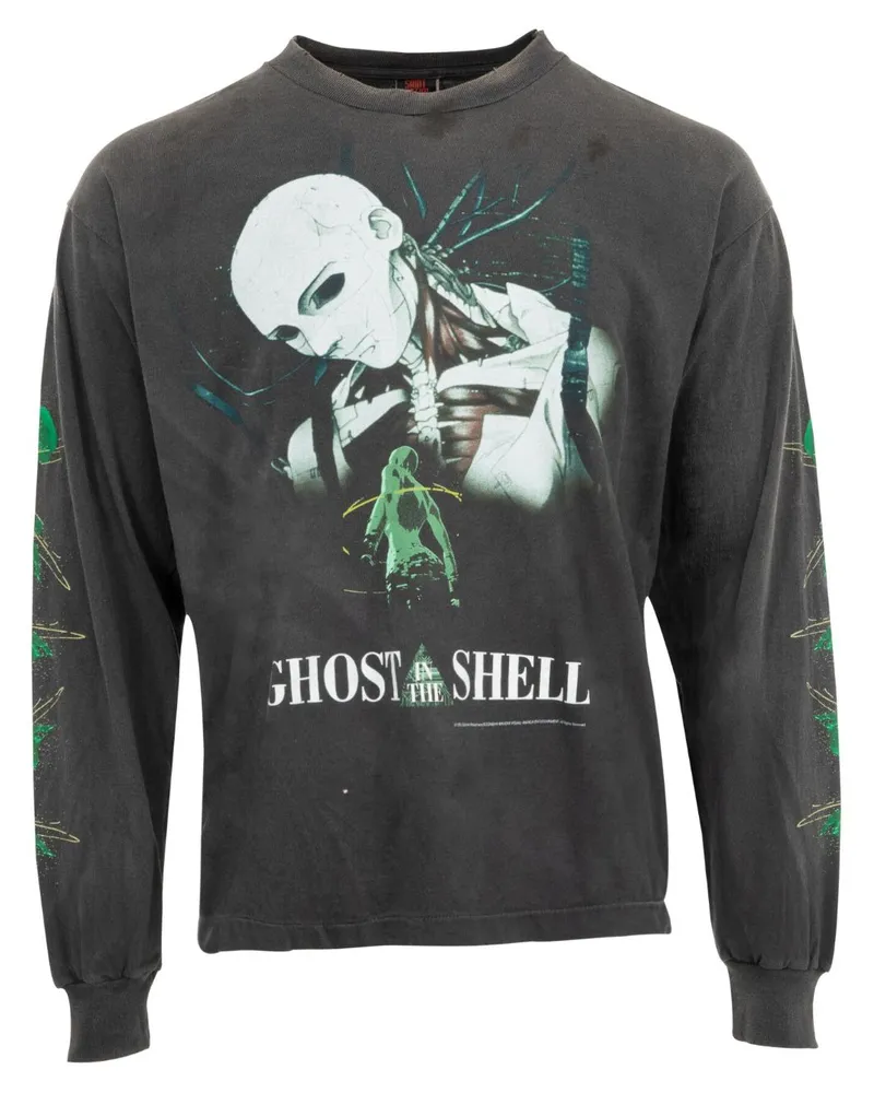 SAINT MXXXXXX T-Shirt mit Anime-Print - Schwarz Schwarz