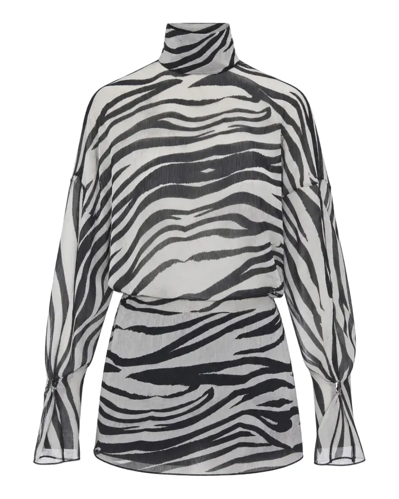 Patrizia Pepe zebra-print open-back mini dress - Weiß Weiß