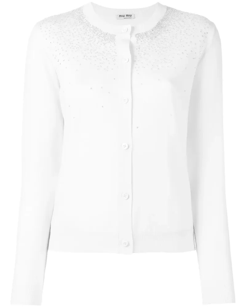 Miu Miu Schurwollcardigan mit Nieten - Weiß Weiß