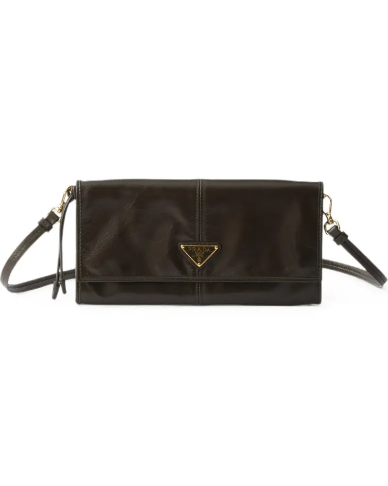 Prada leather wallet with shoulder strap - Grün Grün