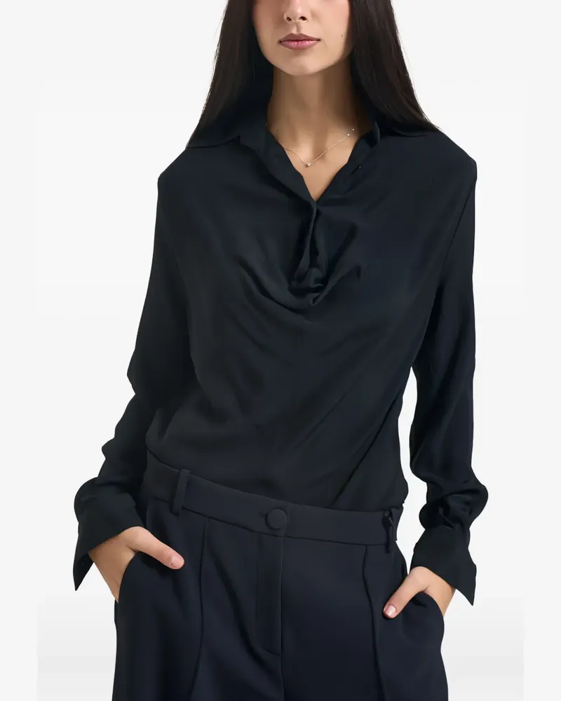 Semicouture draped-detail long-sleeve shirt - Schwarz Schwarz