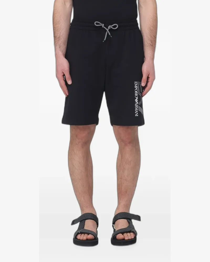 EA7 Shorts mit Kordelzug - Schwarz Schwarz