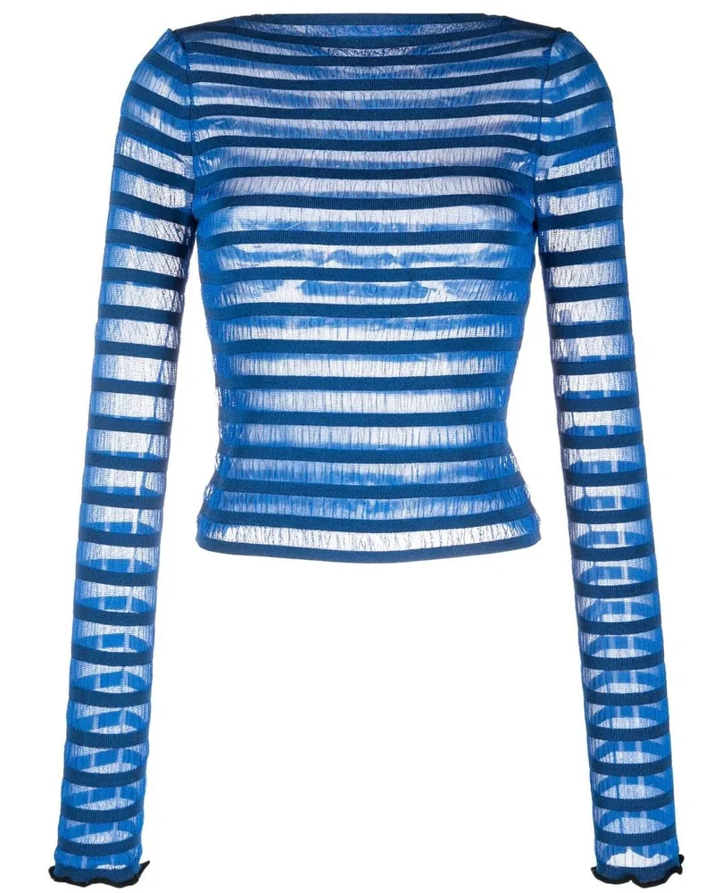 Proenza Schouler Semi-transparenter Pullover mit Streifen Blau
