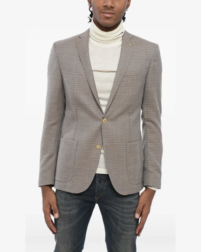 Corneliani geometric-pattern single-breasted blazer - Braun Braun