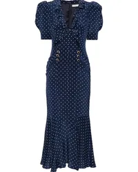 Alessandra Rich Midikleid mit Polka Dots Blau