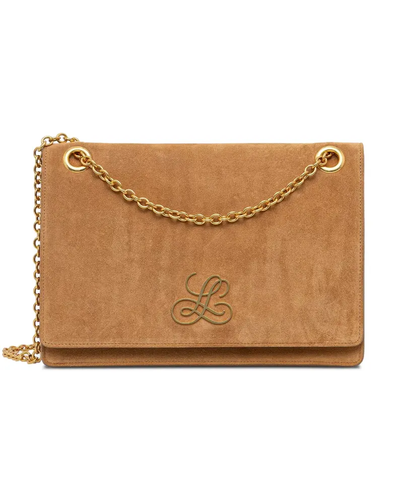 Luisa Spagnoli logo-plaque suede shoulder bag - Braun Braun