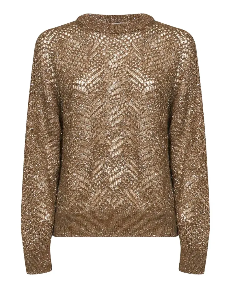 Brunello Cucinelli Lochstrickpullover mit Pailletten - Braun Braun